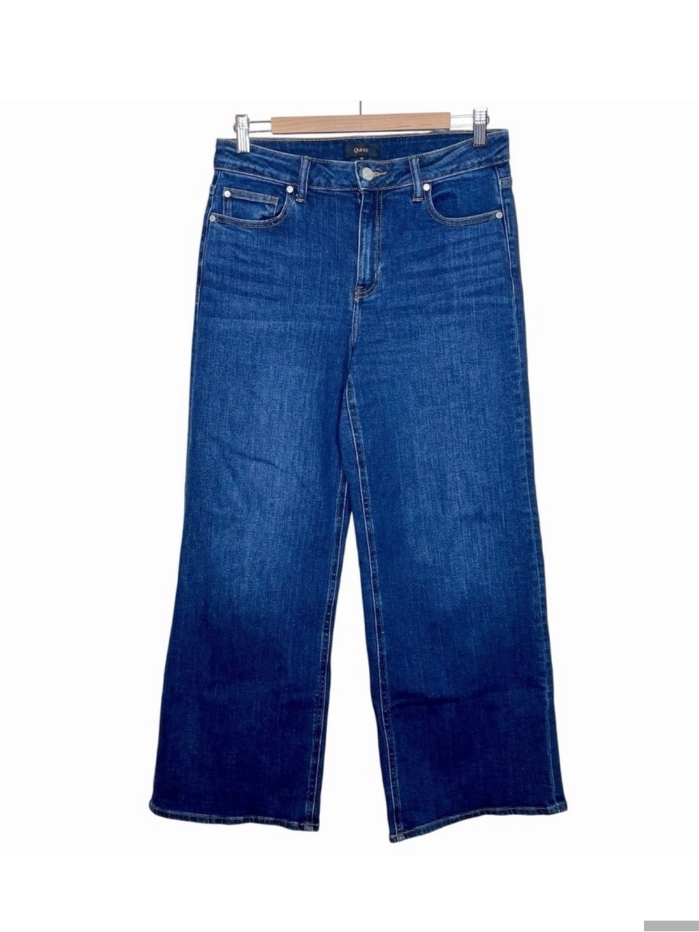 Quince Bella Stretch Wide Leg Jeans Womens 29 Midnight Blue Dark Wash High Rise